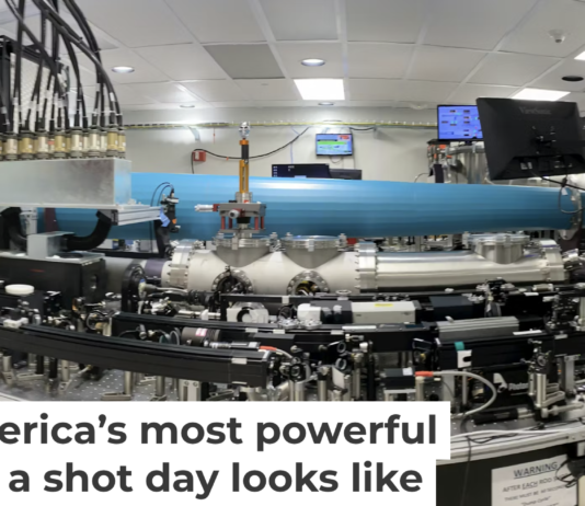 Inside a laser clean room. The beam is contained within the blue pipe. Ahmed Helal
